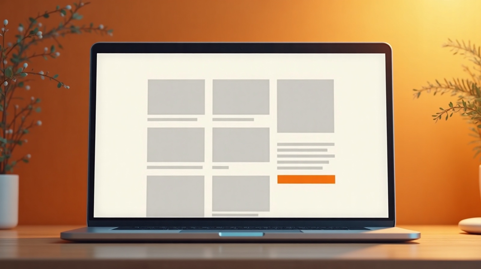 A laptop showing a clean website wireframe layout representing nonprofit website structure