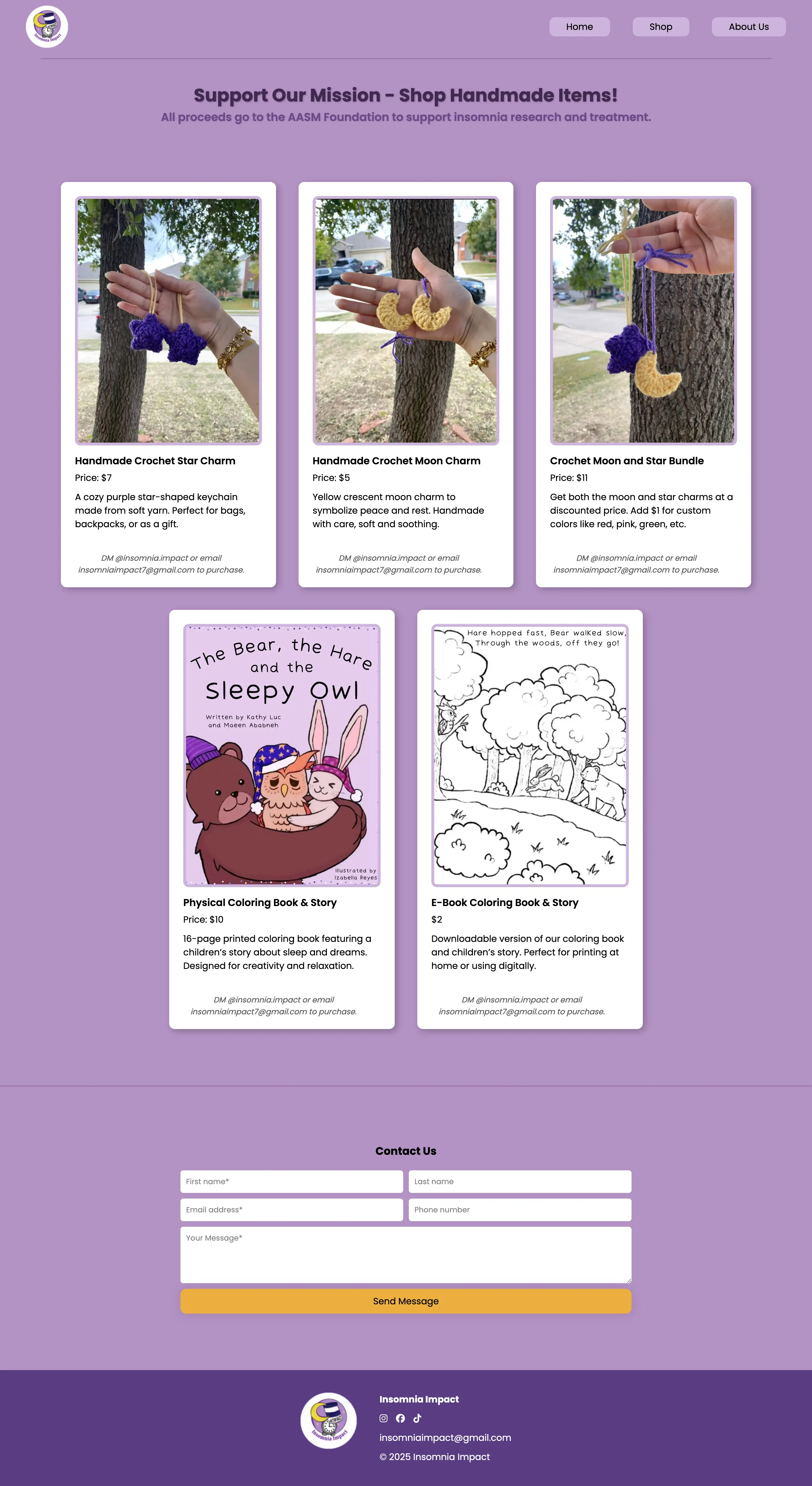 Insomnia Impact Shop Page